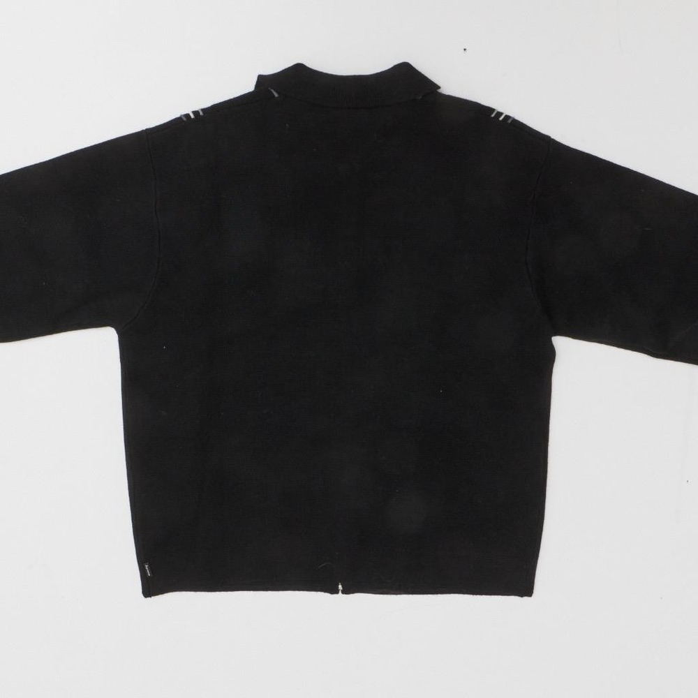 Supreme Knit Polo Full Zip Vertical Stripe Black Gray Sweater Size L Large - Picture 4 of 5